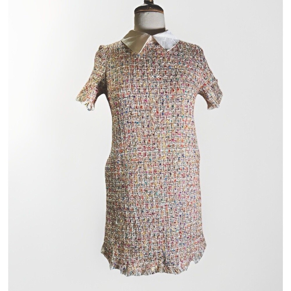 Zara Mini Dress Size M Women's Modern Tweed Coquette Short Party Dress